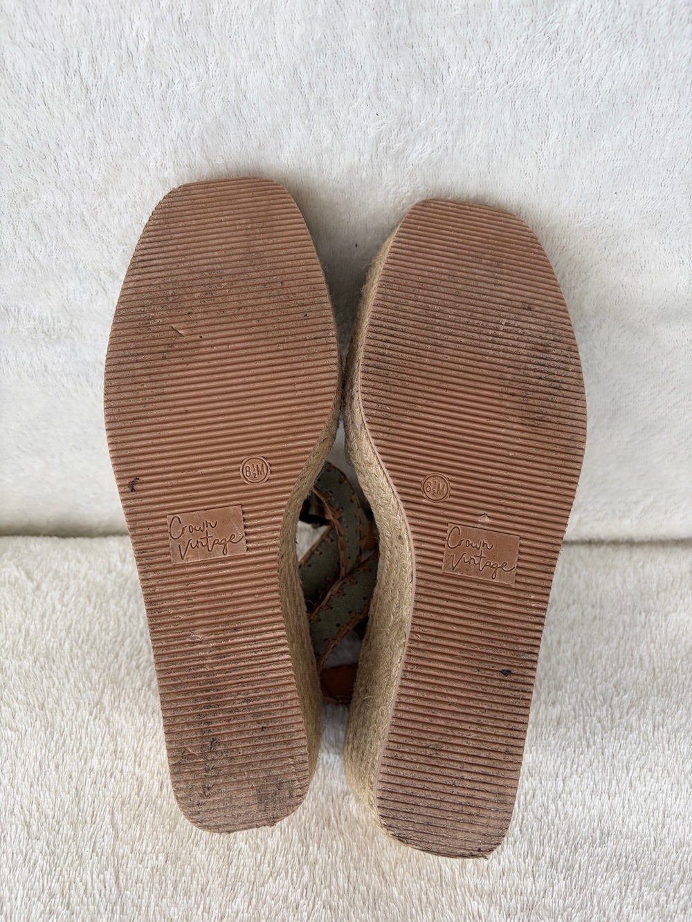 Crown Vintage Olive Green Espadrille Ankle-Strap Wedge - Picture 5 of 7